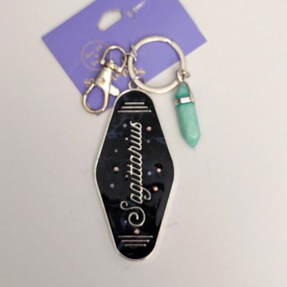 Retro Hotel Key Mystical Gem Zodiac Keychain - Sagittarius- NWT - Picture 1 of 5